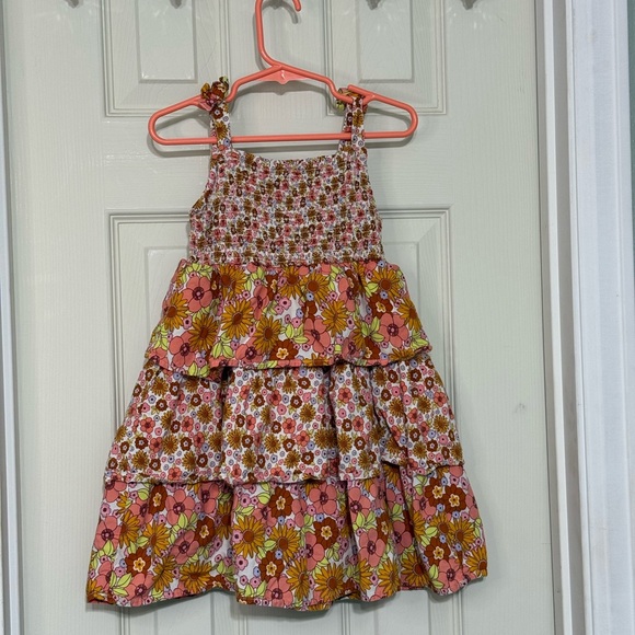 wonder nation Other - Wonder Nation Pink and Brown Floral Tierd Kids Dress 4T